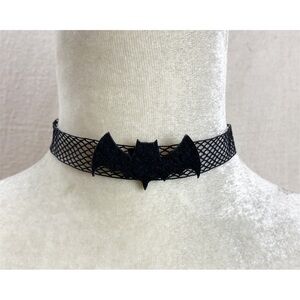 Gothic Black Bat Mesh Choker Necklace